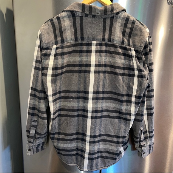 St Johns Bay BLACK GRAY work SHIRT “Classic Fit” heavy plaid FLANNEL Cotton LRG - Picture 8 of 16